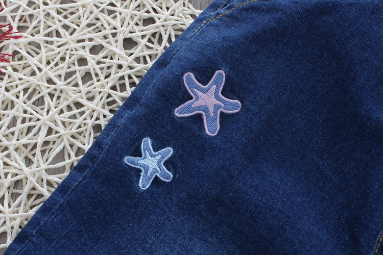 Quần bé gái trong quần lửng ống rộng quần jean mềm cao eo cao cotton dày quần ấm 18 mùa đông mới