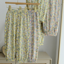 Childrens cotton silk pants for boys and girls parent-child pants artificial cotton anti-mosquito pants baby floral air-conditioned pants summer thin trousers