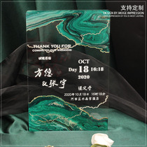 Sense elegant small fresh green creative transparent wedding celebration acrylic European invitation customized