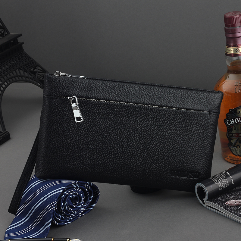 Men's Clutch Bag Clutch Bag Handbag Wrist Bag Mobile Phone Bag Wallet Top Layer Cowhide Soft Large Capacity Business Casual