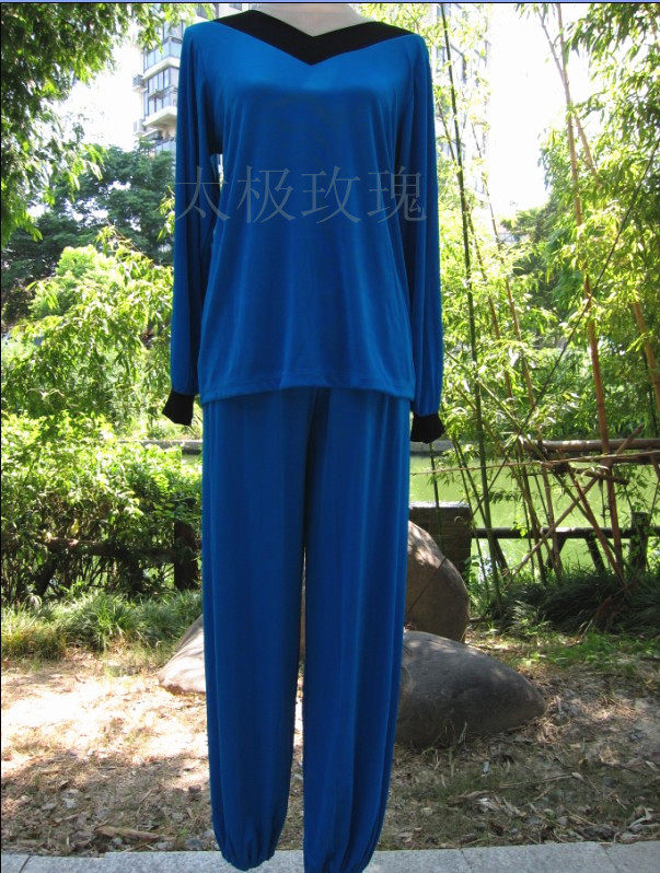 Men's and women's Tai Chi clothing martial arts clothing practice clothing Mulan clothing V-neck Baolan SLMLXLXXL