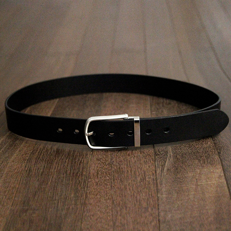 Handmade belt width 3 8cm genuine leather men's pin buckle belt pin buckle Japanese buckle casual simple top layer cowhide