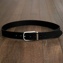 Black handmade leather leather mens belt belt belt needle buckle casual business vegetable tanning head layer cowhide