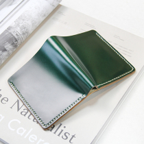 Handcrafted Short Wallet Japan New Delight Horse Hip Leather Green Brief Wallet Plant Tannic Cow Leather Head Layer Cow Leather