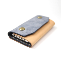 Slow works smile key bag hand-stitched head layer cowhide fog wax leather can hold car key bag