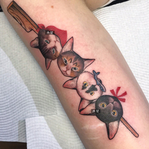 Over 15 yuan string cat tattoo stickers waterproof female long-lasting cute simulation Korean Japanese color