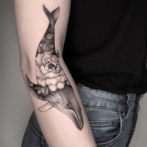 Full 15 yuan whale flower arm tattoo sticker waterproof female simulation Japanese Korean sexy elegance
