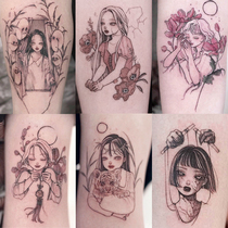 Melancholy and gentle dark wind Japanese tattoo stickers waterproof female lasting simulation cute Korean geisha hipster