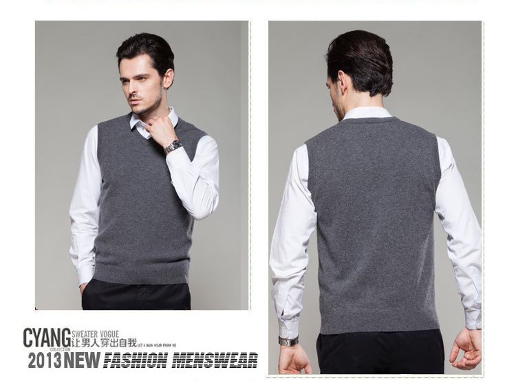 Len vest nam mùa thu và mùa đông V-Cổ trung niên trùm đầu kinh doanh cha nạp cashmere vest vest áo len áo len