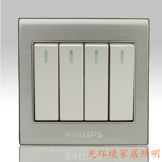 Philips Q8 metal series Q8-214 four open single control four-link switch multi-control switch socket 
