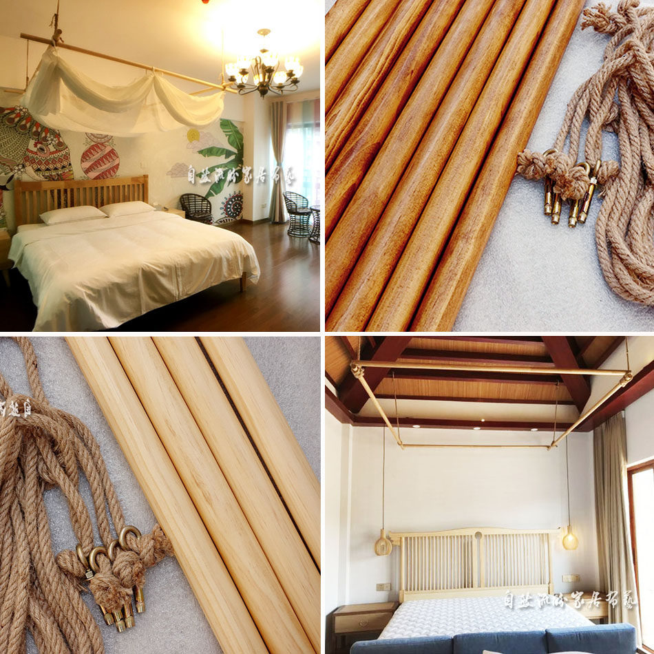 Roof hanger Gauze curtain mosquito net pylons Solid wood wooden poles wooden sticks Bed and breakfast inn mosquito net bracket Wooden frame material package