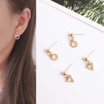 Korean exquisite cold wind round triangle geometric mini earrings earrings earrings earrings earrings studs earrings earrings earrings earrings earrings earrings earrings earrings