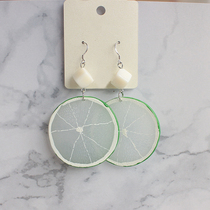 Korean Korean creative handmade hipster fruit slice big earrings cute earrings without ear clip earrings ear clip female
