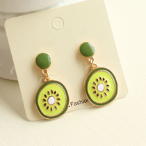 Korean cute and exquisite small fresh green kiwi earrings without pierced ears Stud earrings clip earrings earrings female
