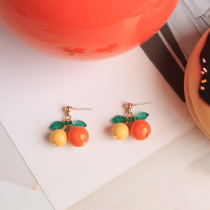 Korean version of sweet cute orange yellow ball simple earrings earrings earrings earrings earrings earrings earrings earrings earrings small orange