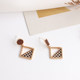 Retro leather asymmetric temperament niche elegant stud earrings Korean Korean version simple geometric ear clip earrings women