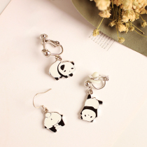 Single sale super cute cute little panda earrings creative earrings ear clip Korean earrings female