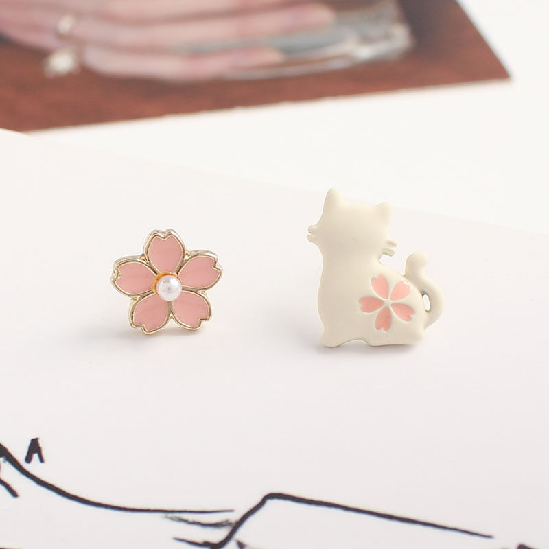 Day Style 100 Hitch Teenage Girl Hearts Cute Kittens Cherry Blossom Earshot Sweet Meins Student Asymmetrical Ear Clip Earl