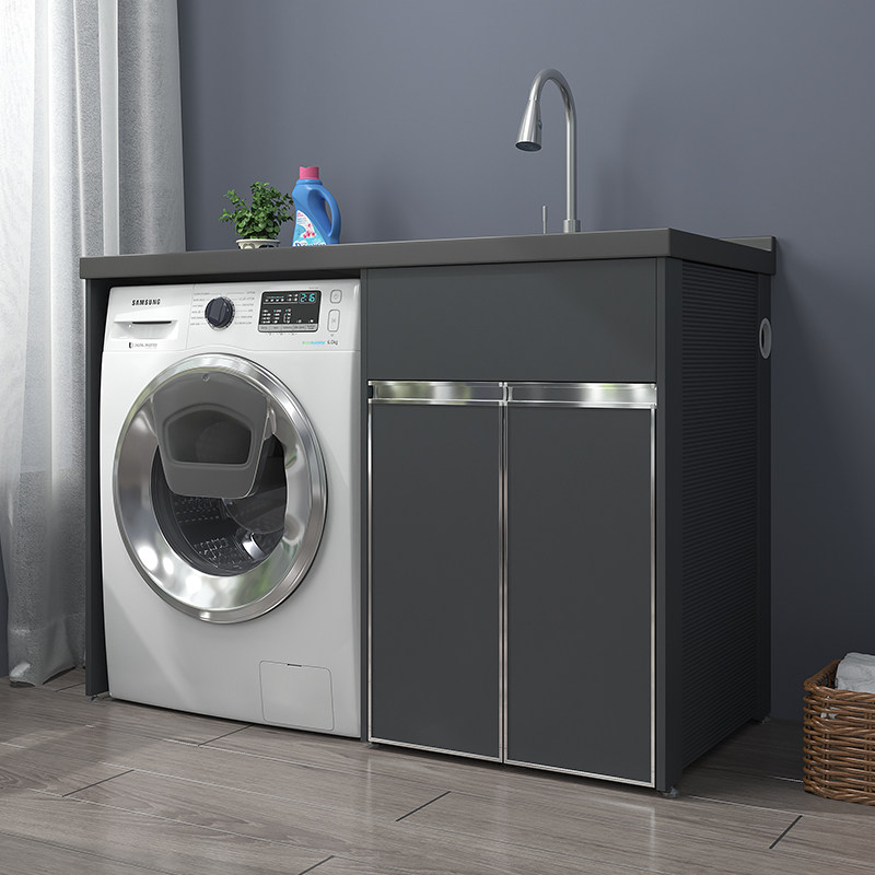 Balcony laundry wardrobe washing machine companion laundry table with washboard hand wash basin laundry tank integrated custom combination