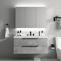 Marble smart bathroom cabinet combination simple modern sink washbasin toilet rock board wash table mirror cabinet