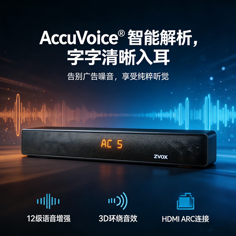American Zvox Bluetooth Home Theater 3D Surround Bass Stereo Hearing Aid Tv Audio