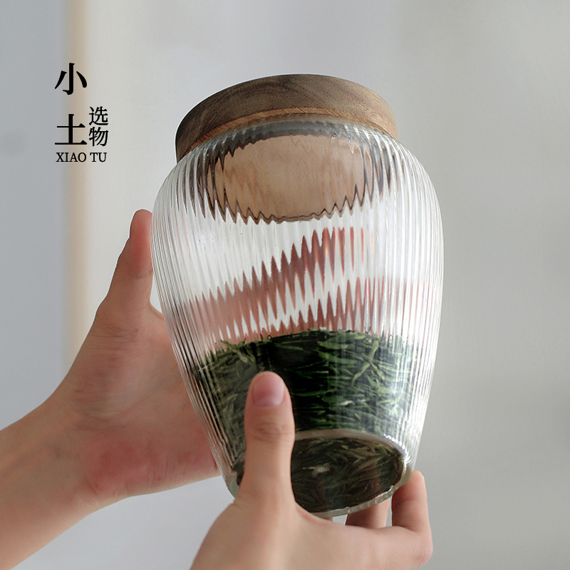 Day Style Thickened Glass Tea Leaf Jars Empty Tank Hermetic Tank Storage Jar Tea Table Storage Tea Jar STORAGE TANK BOUTIQUE UPSCALE