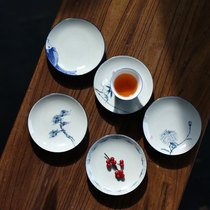 Chinese style hand-painted cup cushion Jingdezhen Ceramics Tea to Mini Cup Toching Tea Trail small tea dish Zen Yigong Tea Tea Furniture