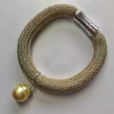 (Spring breeze agency Japan direct purchase) gold bead bracelet 20cm polyester magnet button bracelet color adjustable