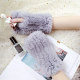 Half half half finger fur gloves winter female rex rabbit fur dew fingers warm thickened fingerless plush sleeves cute winter