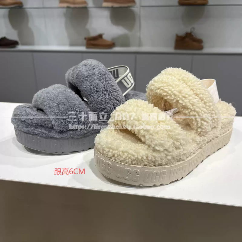 Ugg/Youji Women's Shoes Spring and Summer Thick-Soled Comfortable Elastic Strap All-Wool Slippers 1120876 Domestic Purchasing Agent