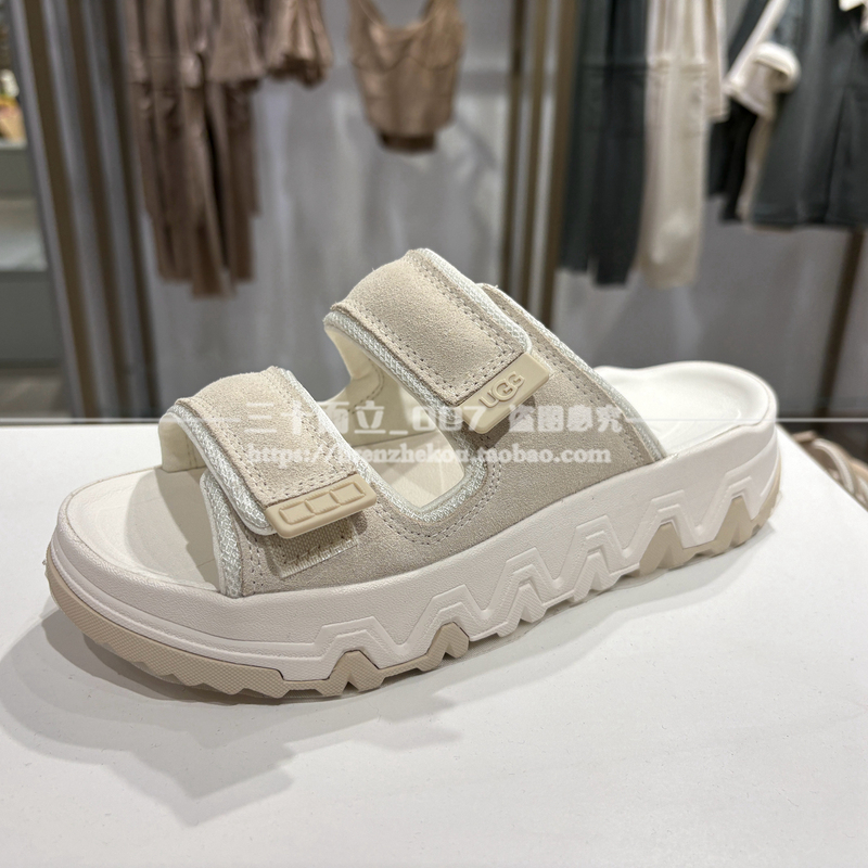 Ugg/Yujie Women's Summer Comfortable and Fashionable Solid Color Thick-Soled Open-Toe Adjustable Slippers 1167497 Domestic Purchasing Agent