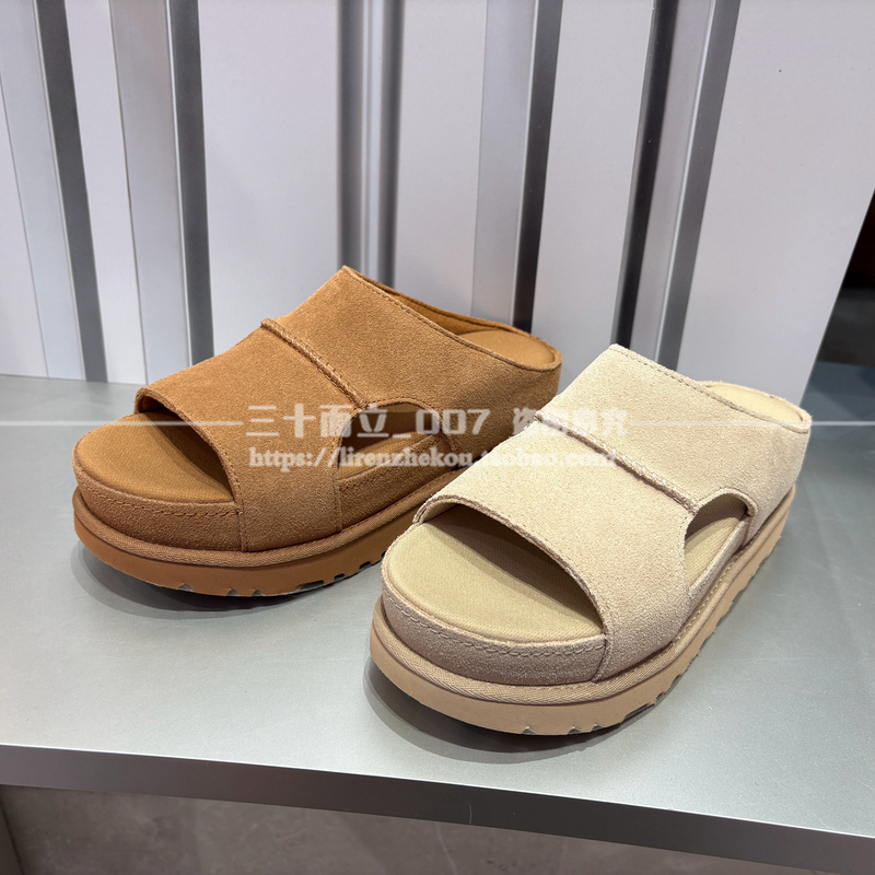 Ugg/Yujie Women's Shoes 26 Summer Thick-Soled Slippers Hollow-Out Height-Increasing Sandals Slip-On 1175132 Domestic Purchasing Agent