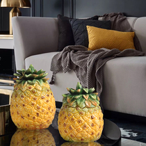 Ceramic pineapple candy cans Exquisite hand-painted ceramic home decoration Pineapple decoration Coffee table decoration storage tank storage