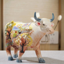 Hand-painted ceramic cow decoration Cow skyrocketing ceramic decorations American Country style home accessories Exquisite gifts