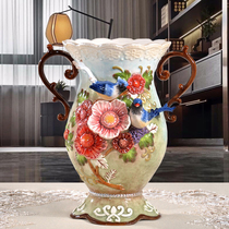 European-style Chinese flower and bird ceramic large vase Peach blossom fan Magpie new home decoration craft flower arrangement high-grade home gifts