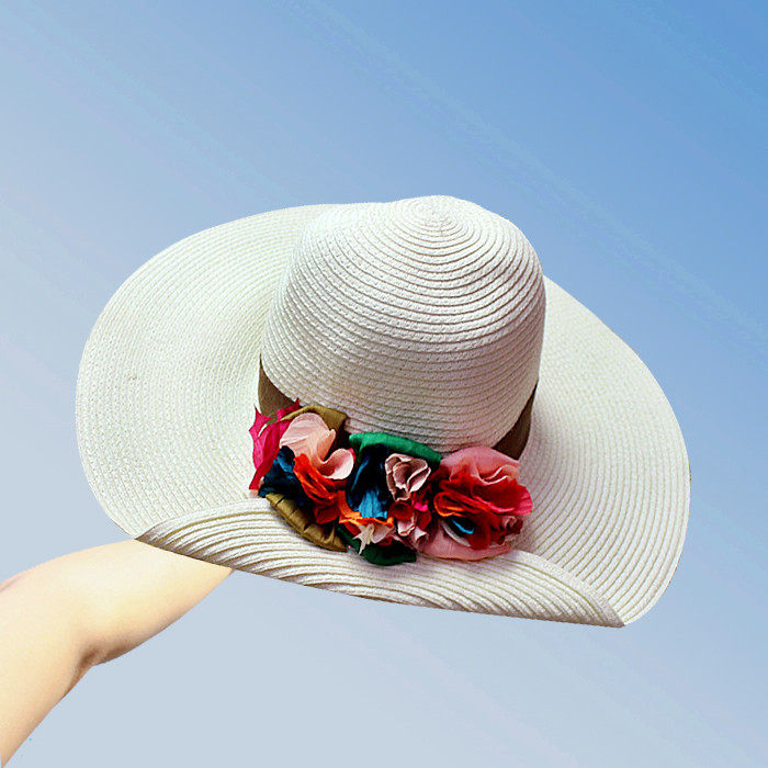Sun hat Beach hat Big straw hat Hat Big edge hat Roll edge hat Flower beach hat Korean version of the female