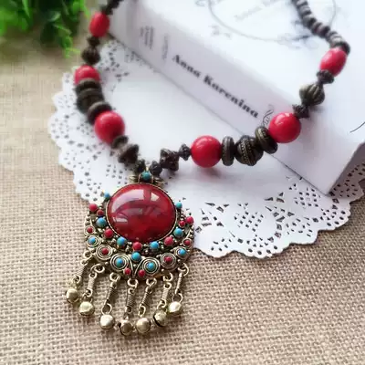 Beach tourism bohemian ethnic style necklace holiday handmade gem Turquoise retro necklace female jewelry