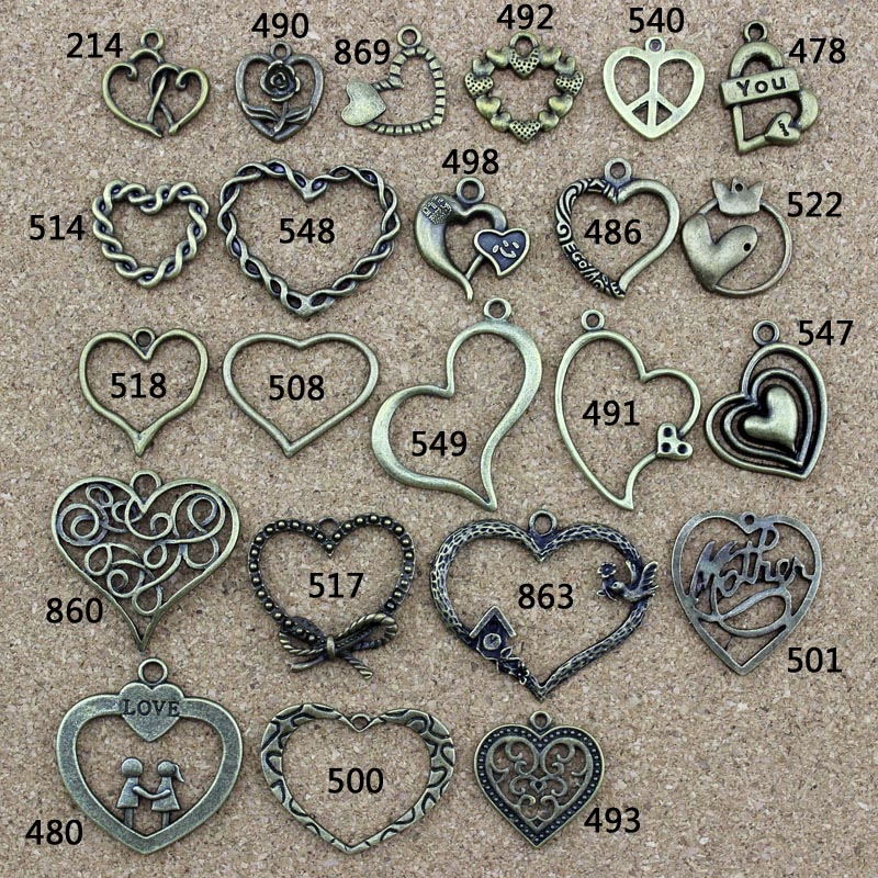 Ancient bronze fitting pendant - love set-3 (hollow hollow) handmade DIY material accessories