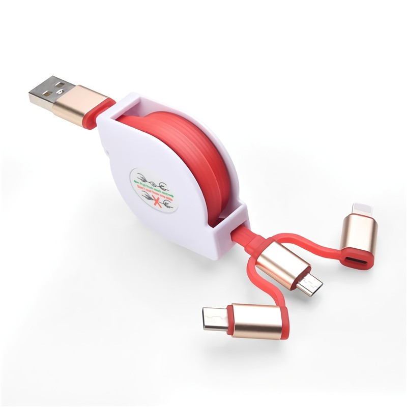 One drag three-scale data line multi-function three-in-one Android type for Apple charging line custom logo