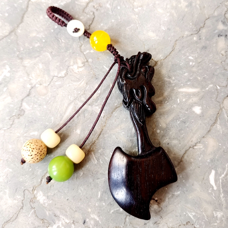 High-Quality Ebony Carved Axe Keychain Pendant Creative Key Chain Waist Hanging Men's Good Luck Gift Axe Ornament High-Quality Ebony Carved Axe Keychain Pendant Creative Key Chain Waist Hanging Men's Good Luck Gift Axe Ornament