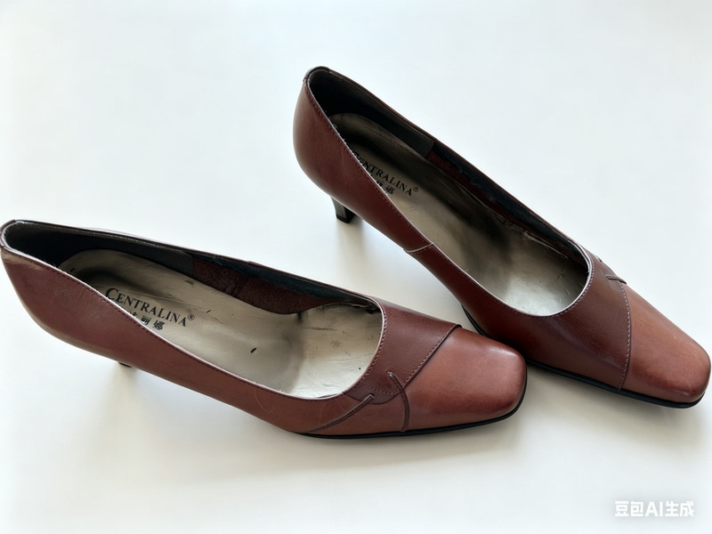 Vintage Women's Shoes, Square Toe, Genuine Leather, Retro Style, High Heels, Shallow Mouth, Spring/Summer, 1970S Film Style