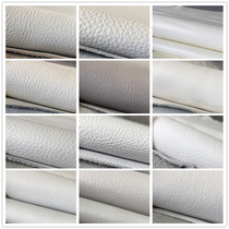 New leather top layer cowhide handmade diy leather corner wrap white light color sofa bedside leather fabric 3