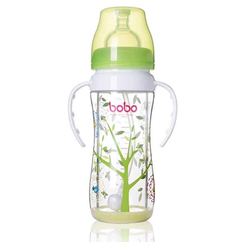 乐友孕婴童婴儿奶瓶bobo乐儿宝宽口径安全玻璃奶瓶绿色0-3岁220ml