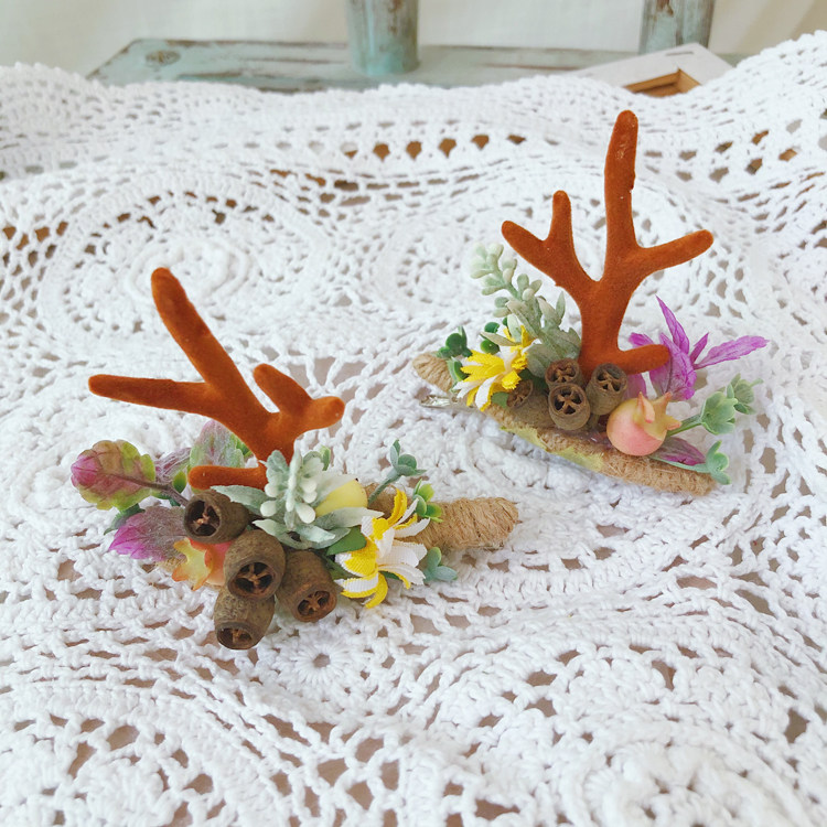 Sen Ensemble Handmade Berries Simulation Flowers Small Deer Corner Hair Clip Super Fairy Headwear Photoshoot Photo Props