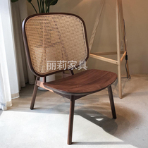 Lili Nordic vines Rattan Chair Leaning Back Chair Casual Minima Single Sofa Chair Home Dining Chair Solid Wood Chairs