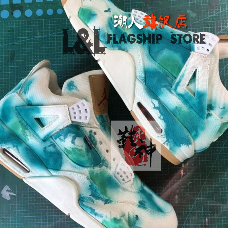 Shoes without shoes] LL Chaumen creative pure hand-painted basketball shoes Private order Painted Air Force Graffiti Air Rainbow DIY