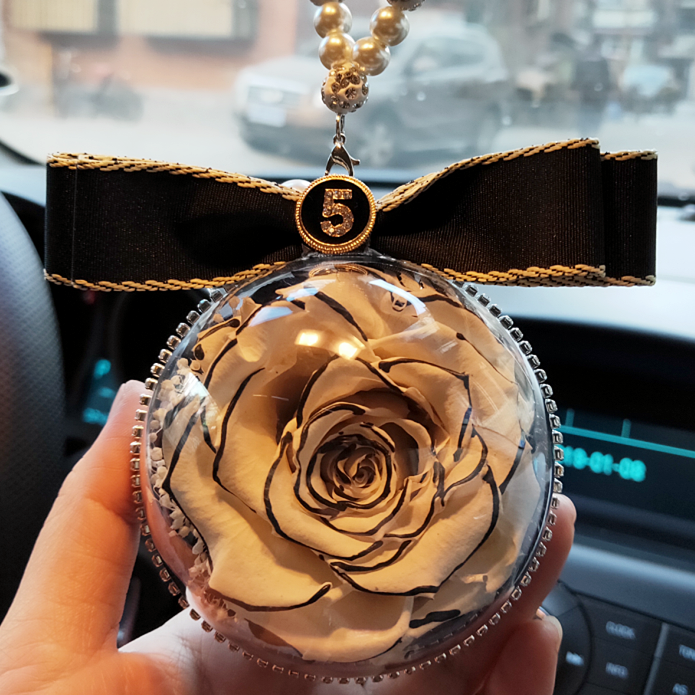 Perpetual Flower Car Pendant Korea Upscale Car On-board Car In-car Pendant Accessories Rear Mirror Woman Pendant Crystal Car Decorated Nemesis Red