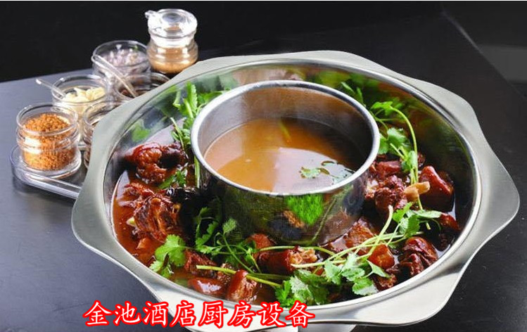 Thickened stainless steel hot pot pot sun pot letter pot pot in pot dual-purpose pot 36cm