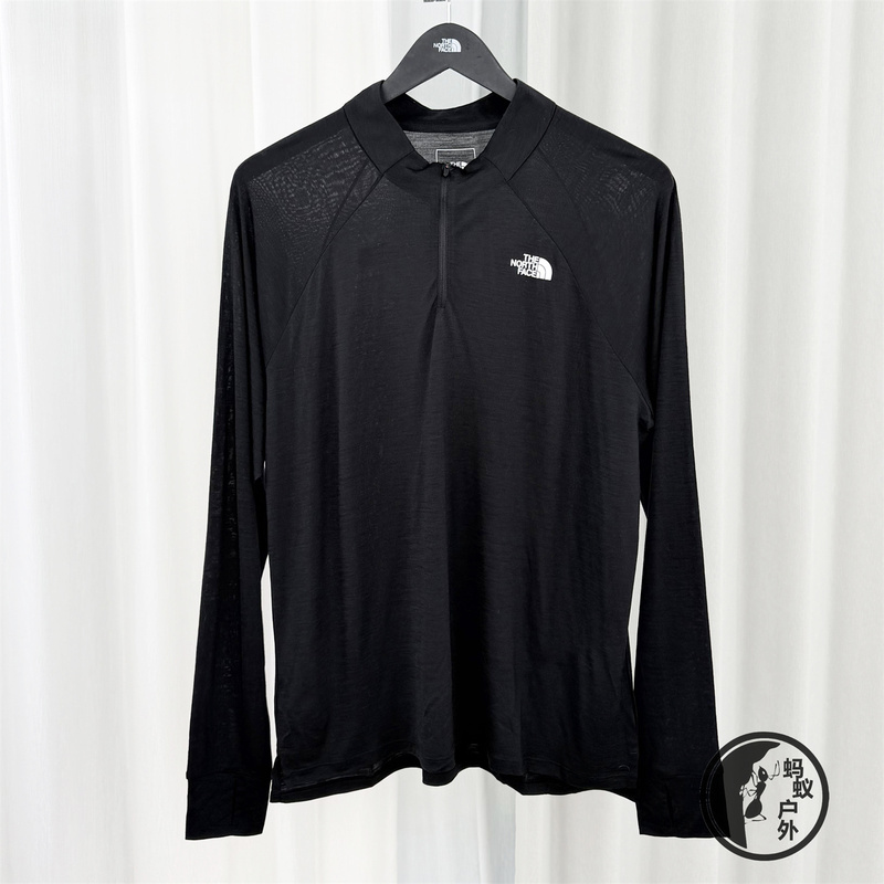 26 Spring/Summer New the North Face Men's Outdoor Wool Half-Zip Sports Long Sleeve T-Shirt 8F1F