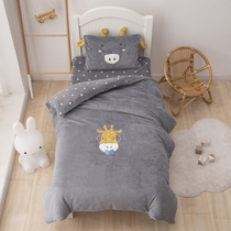 Autumn and winter warm baby velvet kindergarten quilt three-piece core six-piece childrens embroidered nap winter quilt